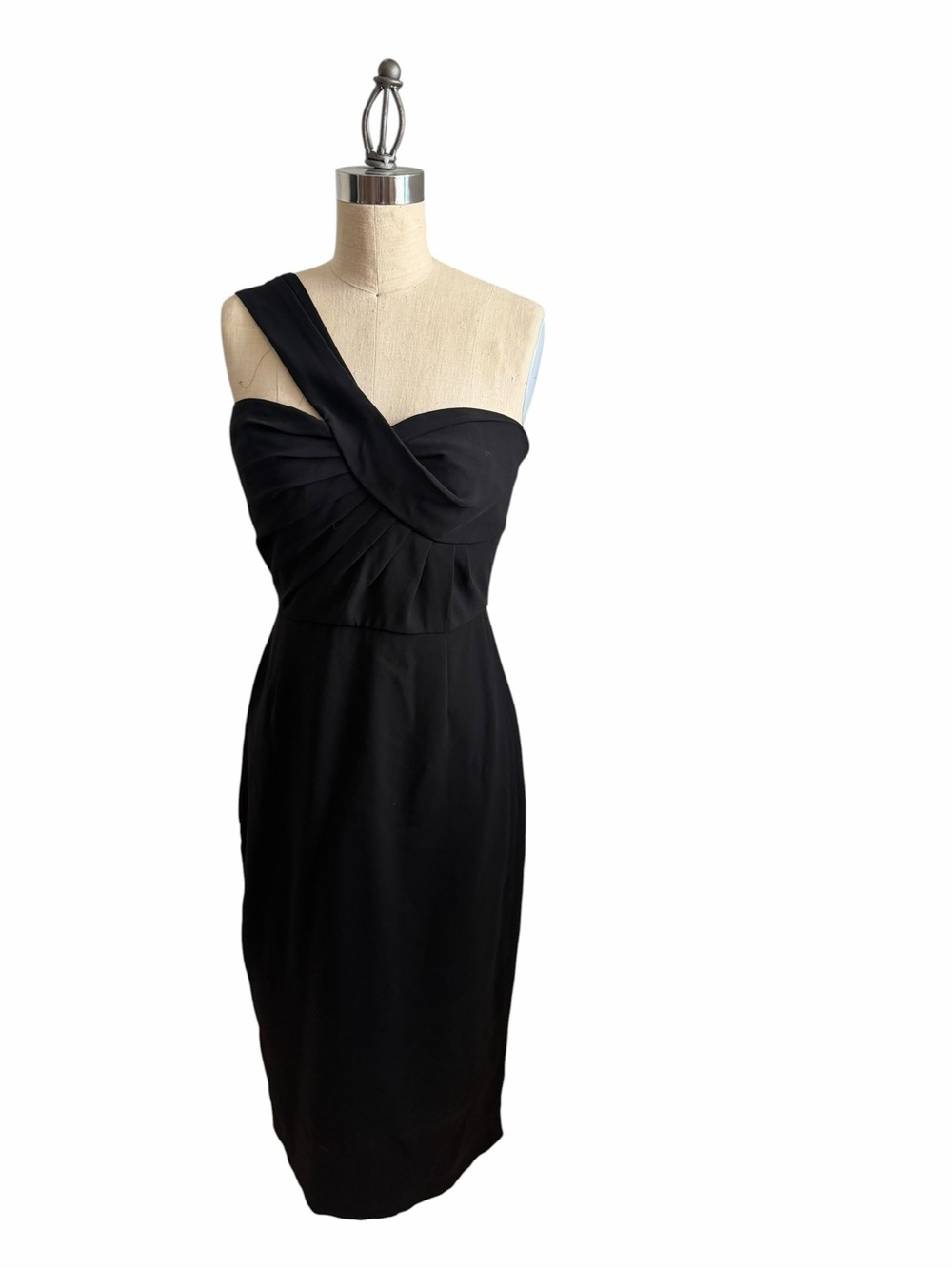 A.L.C. Black One-Shoulder Midi Dress 100% Silk 2009 Collection Size 6